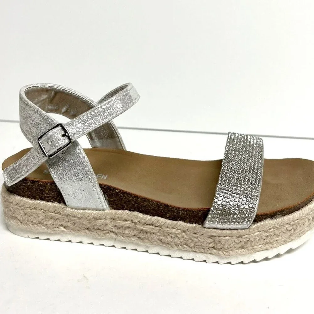 Steve Madden Girls Katiee Sandals Silver Size 1 M Big Kid